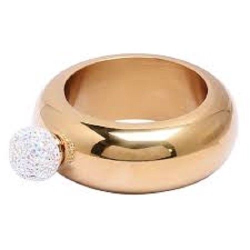 GOLD STAINLESS STEEL BOOZE BRACELET FLASK WITH CRYSTAL RHINESTONE LID