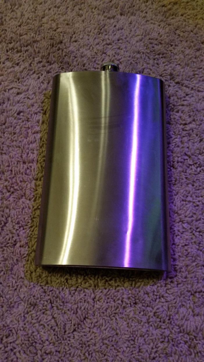 Stainless Steel Flask Hinged Screw Top JUMBO LARGE 64 OZ Silver Funny Gift Prop