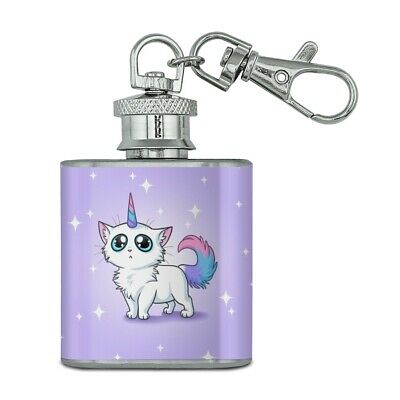 Cat Unicorn Stainless Steel 1oz Mini Flask Key Chain