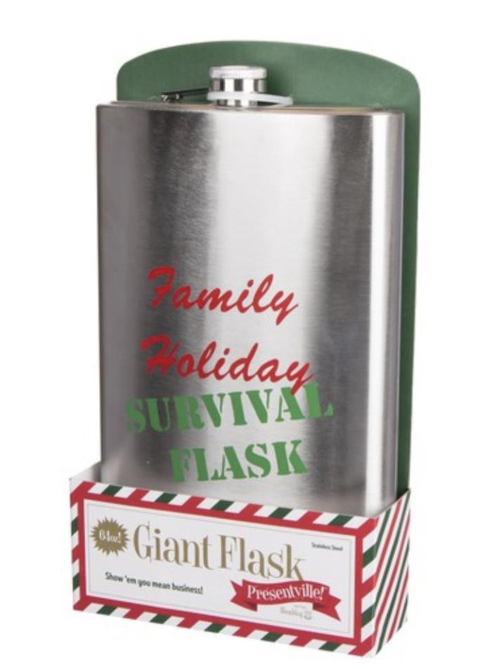 NEW Wembley 64-Ounce Family Holiday Survival Flask Presentville Novelty Flask