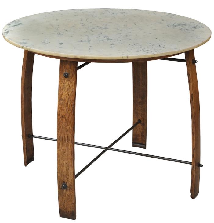 Fabulous Wine Barrel Staves Bistro Bar Table,w/White Marble Top.36''D x 30''H.