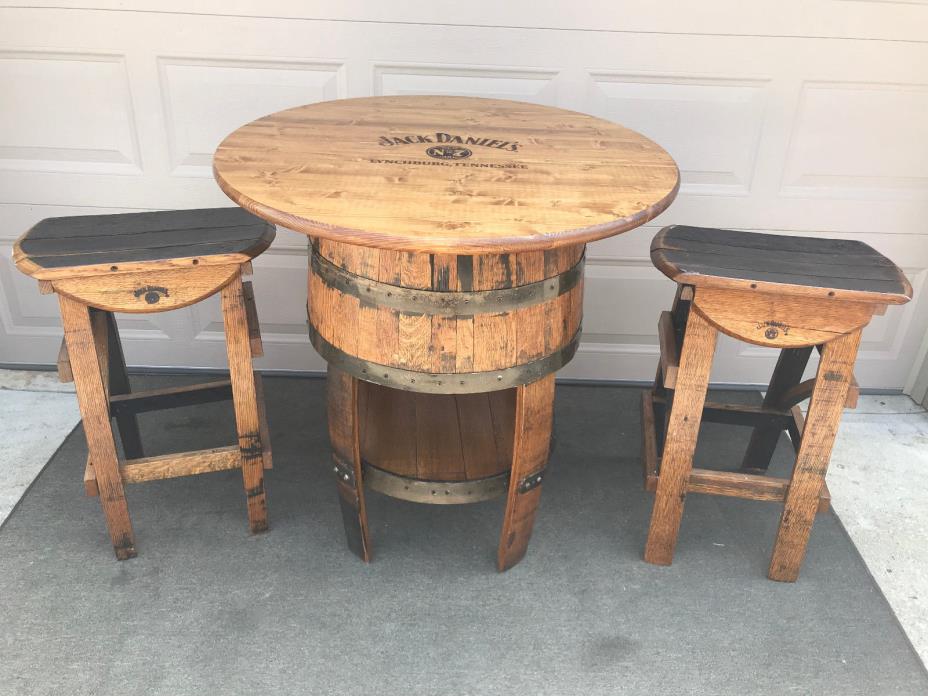 Pub Table & Bar Stools SET OAK Jack Daniels Whisky Barrel Furniture Tennessee