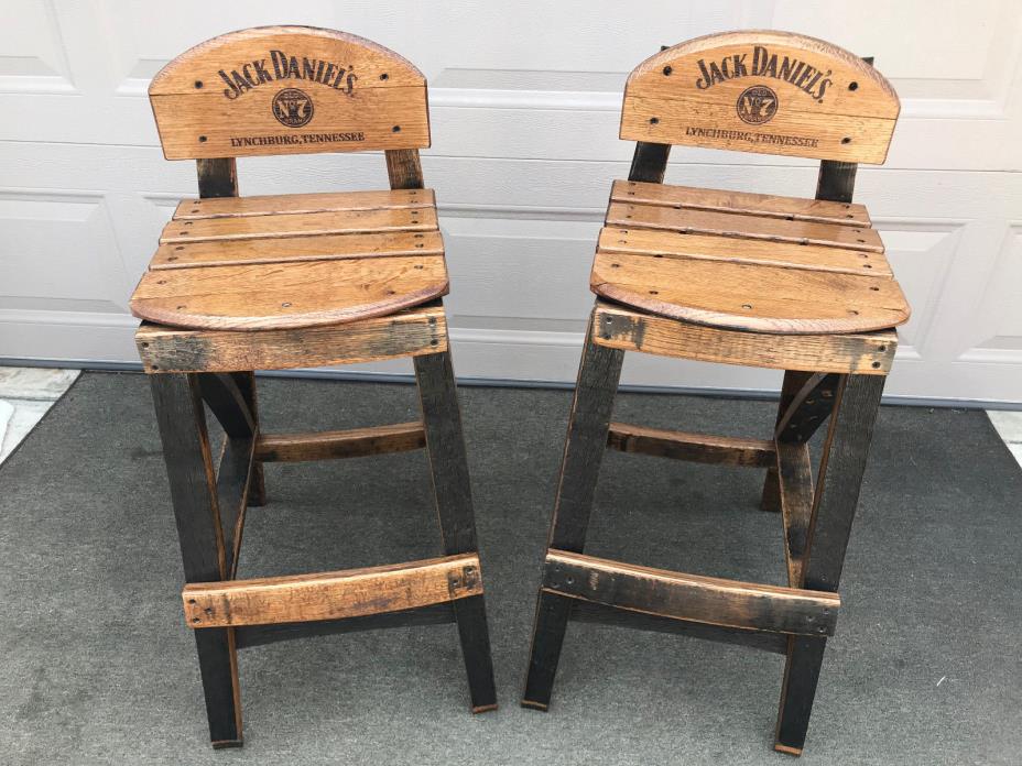 Low Back Bar Stools SET Pub OAK Jack Daniels Tennessee Whisky Barrel Furniture