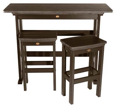 3-Pc Outdoor Bar Height Balcony Set in Weathered Acorn [ID 3786963]