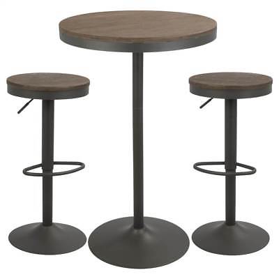3-Pc Dining Set in Gray and Brown Finish [ID 3734300]