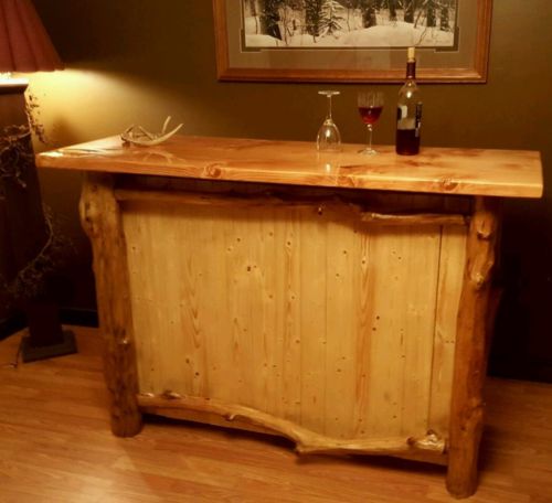 Rustic Cherry Log Bar, man cave, hand picked and peeled, cabin,  solid wood