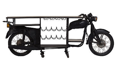17 Stories Marielle Vintage Motorcycle Console Bar with Wine Storage