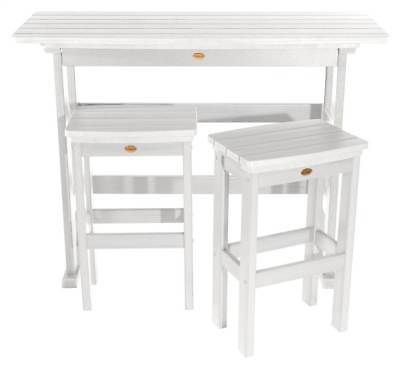 3-Pc Outdoor Bar Height Balcony Set in White [ID 3786972]
