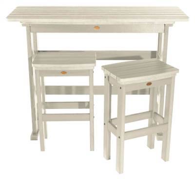 3-Pc Outdoor Bar Height Balcony Set in Whitewash [ID 3786971]