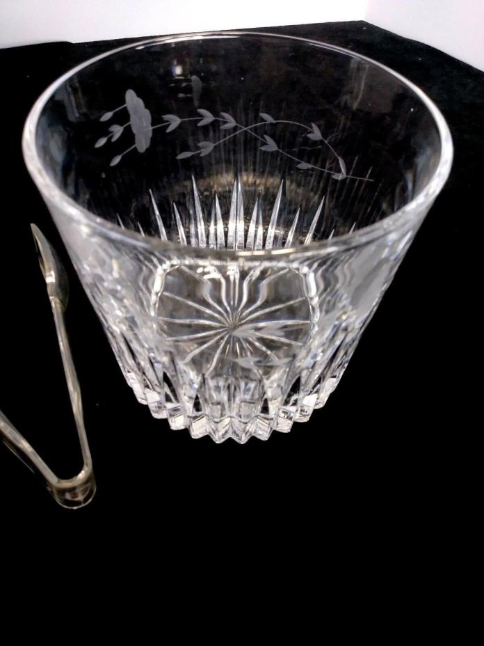 VTG  PRINCESS HOUSE HIGHLIGHTs  Etched Crystal Ice Bucket With Tongs