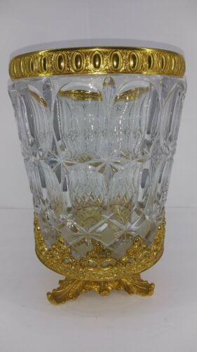 VINTAGE W.A ITALY CRYSTAL CHAMPAGNE WINE ICE BUCKET METAL SILVERPLATE