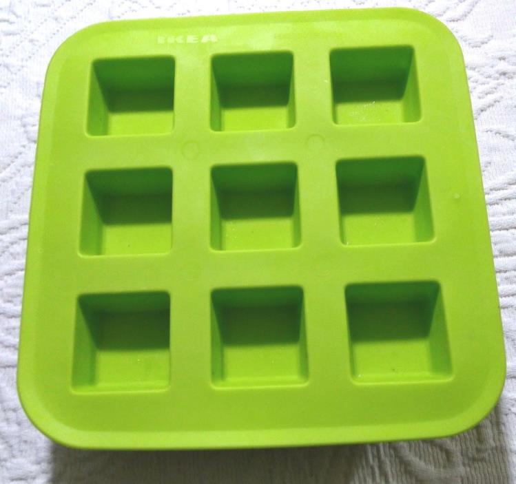 IKEA Plastis Ice Cube Tray Green Square Synthetic Rubber Mold Lot of 4