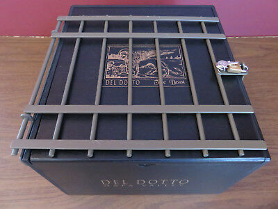 DEL DOTTO THE BEAST NAPA VALLEY WOOD WINE BOX/CRATE/CASE W IRON BARS AND PADLOCK