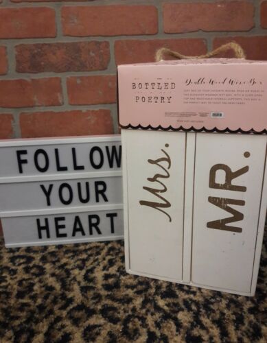 Mr & Mrs Wine Box Wooden Wedding Gift Farmhouse Gift Boxes White Bottle Poetry