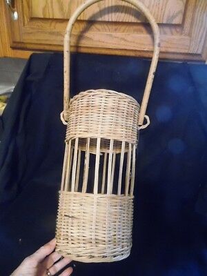 Wine woven rattan basket with handle-  13 X 6