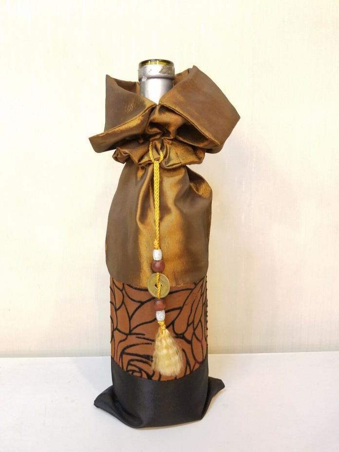 Floral Print Satin Wine or Champagne Bottle Cover Gift  Bag in many colors