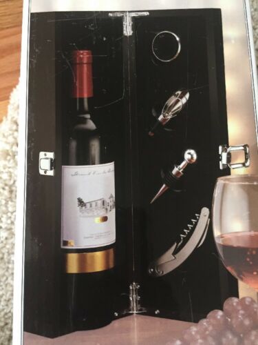 Satin Wood Wine Bottle Holder Storage Carry Case Gift Box w/Tools