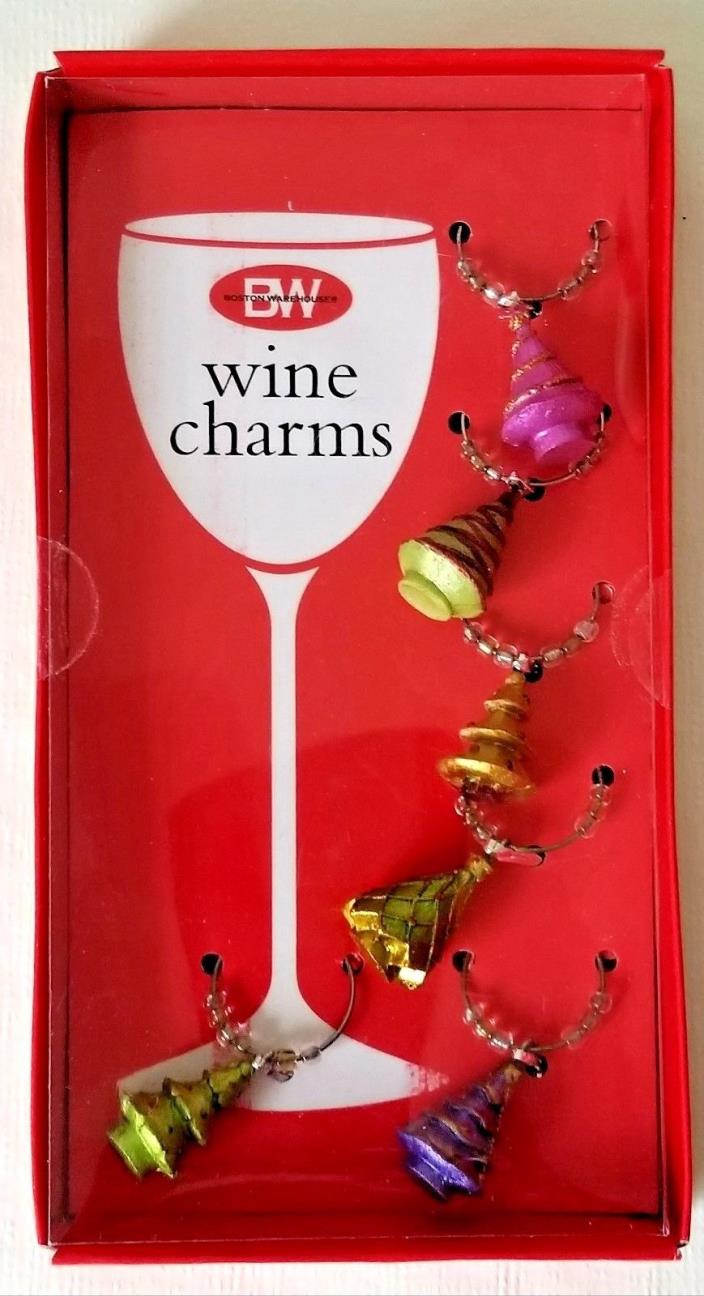 Boston Warehouse Colorful Trees Wine Charm~ Christmas Tree~ Dinner Party Holiday