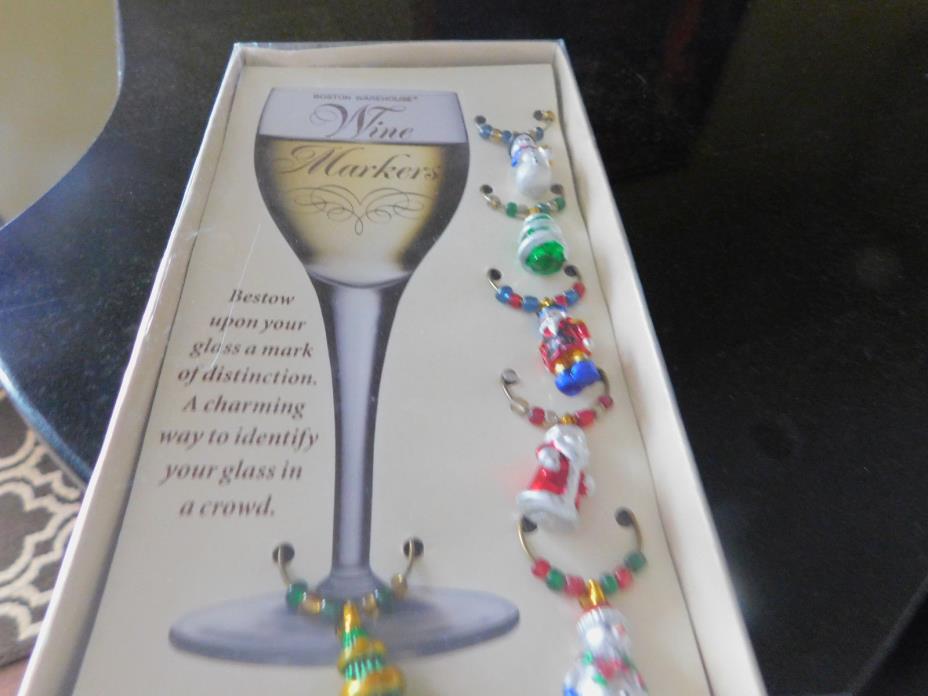 BOSTON WAREHOUSE CHRISTMAS / HOLIDAY WINE MARKERS • NEW IN BOX