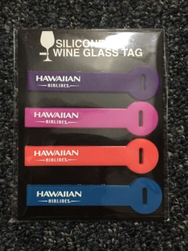 Hawaiian Airlines Promo Set of 4 Silicone Wine Glass Tags