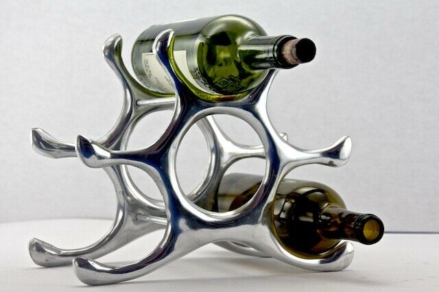 Polished Aluminum 6 Bottle Countertop Wine Rack by Kindwer