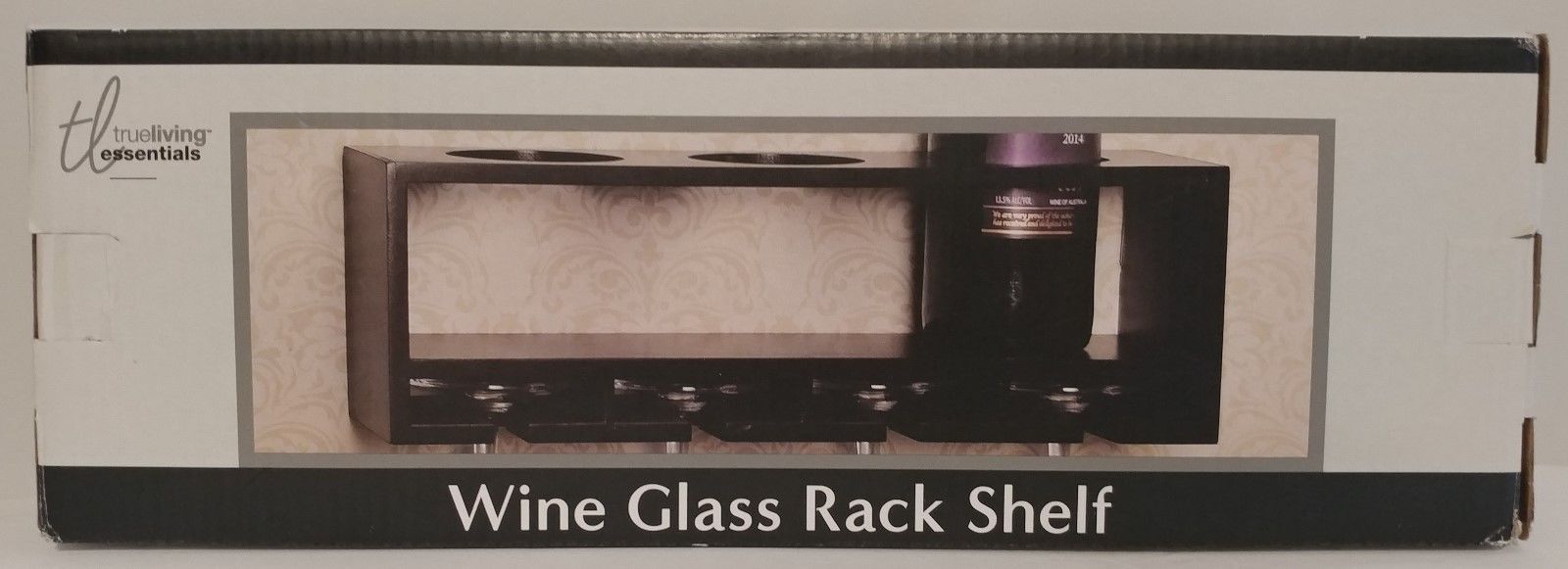 NEW!! Wooden Wine Bottle & Glass Rack Holds 4 Wine Glasses & 3 Wine Bottles