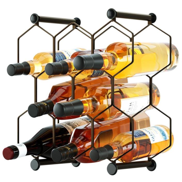 8 Bottle Wine Rack Display Stand Table Holder Home Decor Metal Freestanding NEW