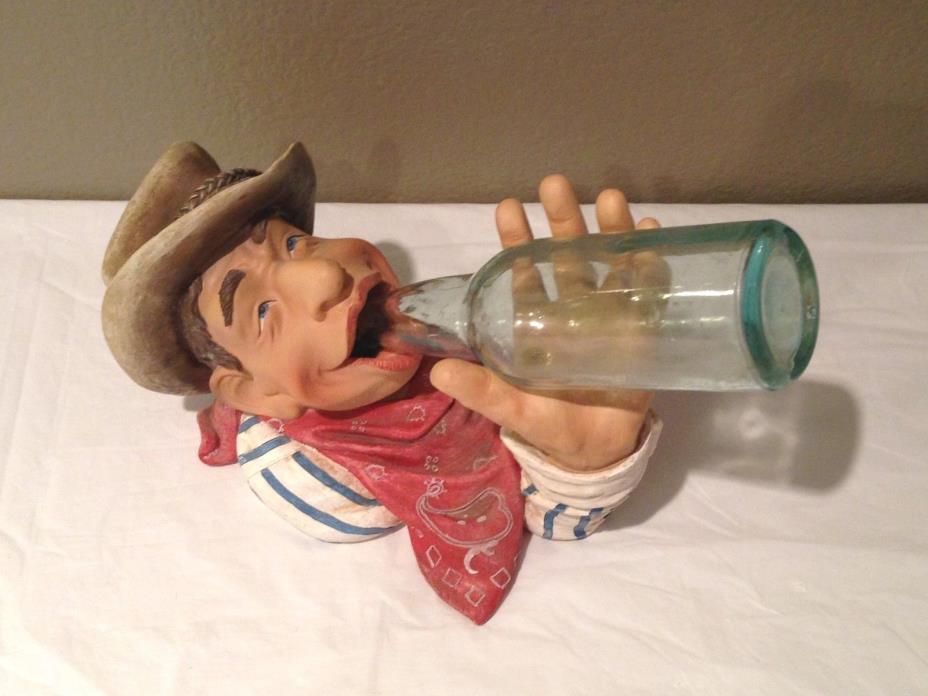 Cowboy Wine Holder with Bottle By Direct Connection 2005-Super Adorable & Large!