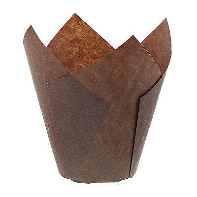 Royal Large Brown Tulip Style Dessert, Cupcake, Muffin Baking Cups,Sleeve of 200