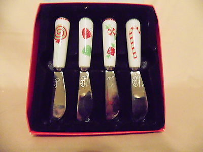 Design Design Inc Holiday Christmas Candy Spreaders Ceramic Handles Stainless