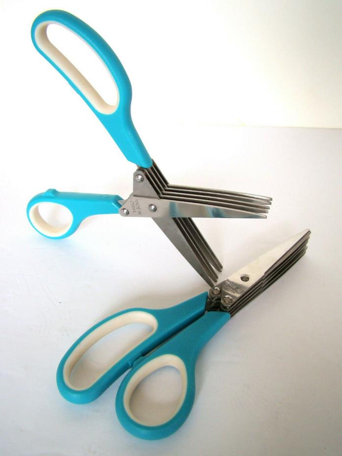 2 Quality 5 Blade Herb or Craft Shredding Scissors Stainless Steel Blades