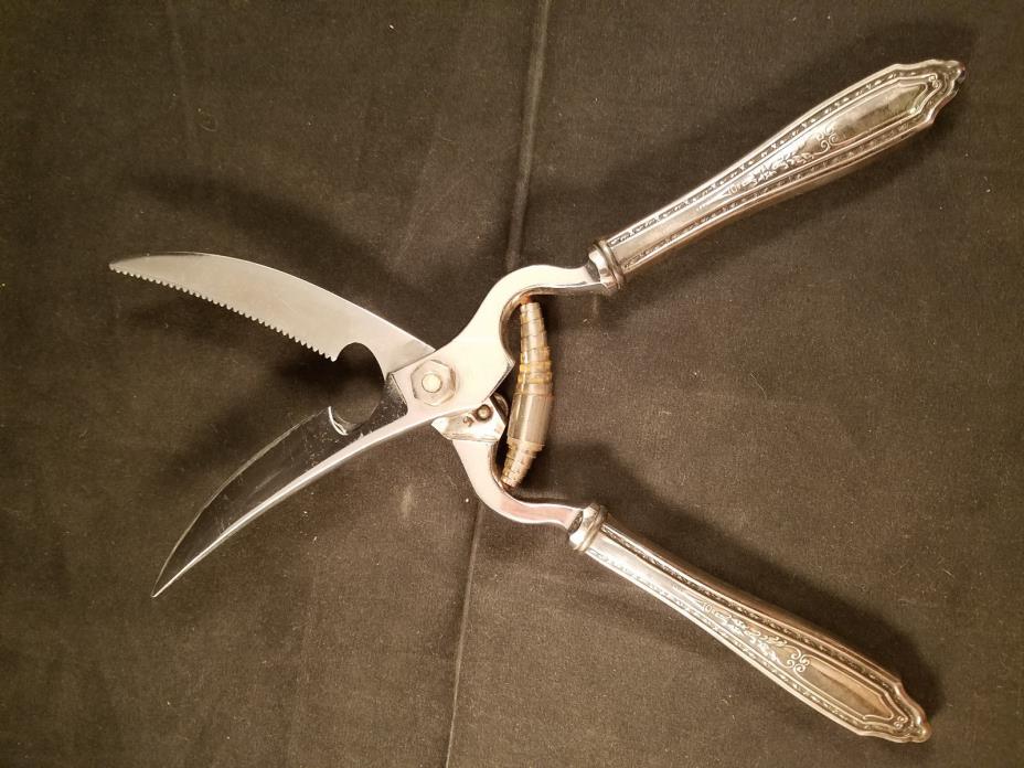 Antique Poultry Shears w .925 Sterling Silver Handles - 1940s - G.H.French & Co.
