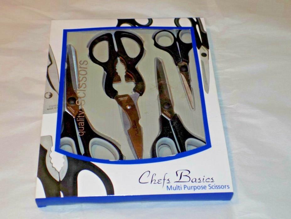 NEW 4 Pack Chef's Basics Quality Scissors Multi-Purpose Kitchen HW2260