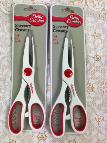 Lot Of 2 Betty Crocker Kitchen Scissors Shears Essentials Soft Grip Handle 8.5