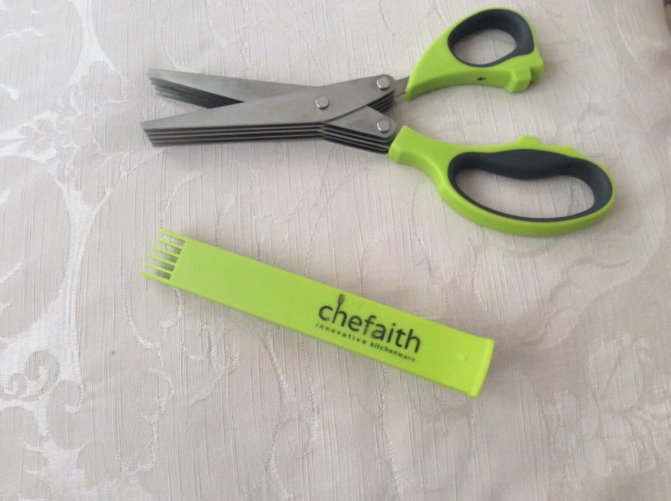 Chefaith Stainless Steel Herbs Cutting Kitchen Scissor Green