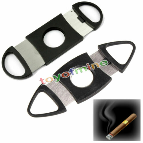 Double Blades Guillotine Cigar Cutter Pocket Knife Scissors Stainless Steel NEW