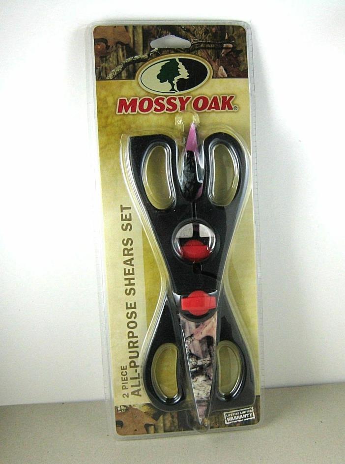 NEW Mossy Oak ALL PURPOSE SHEARS SET (2 pairs) Stainless Blades Scissors NonSlip