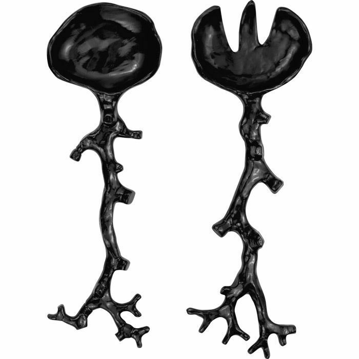 Michael Aram Madhouse Opaque Coral Salad Servers Black (Set of 2) FREE SHIPPING!