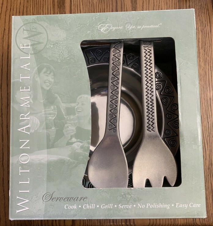 Wilton Armetale REGGAE SERVING SALAD BOWL With SERVING FORK and SPOON