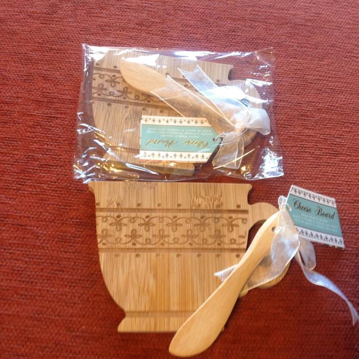 NWT Lot of 2 Kate Aspen Cup Shape Cheese Boards & Spreaders