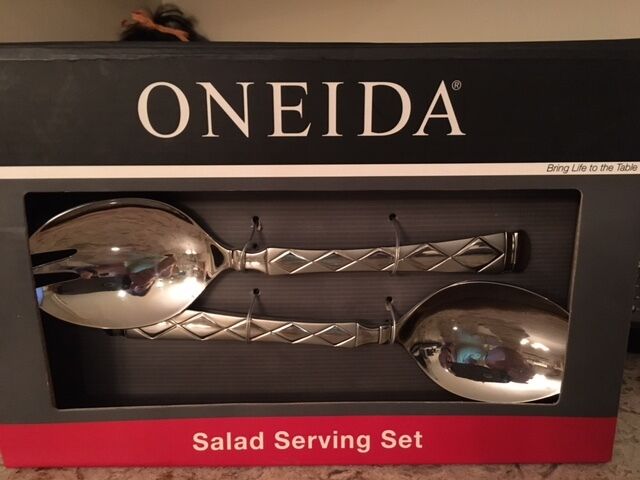 NIB ONEIDA 2 Pc. Diamant Frost Salad Serving Set