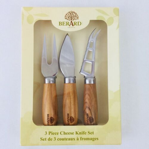 Berard Franc, Cheese Knife / Spreader 3 Piece Set, Olive Wood, Charcuterie New