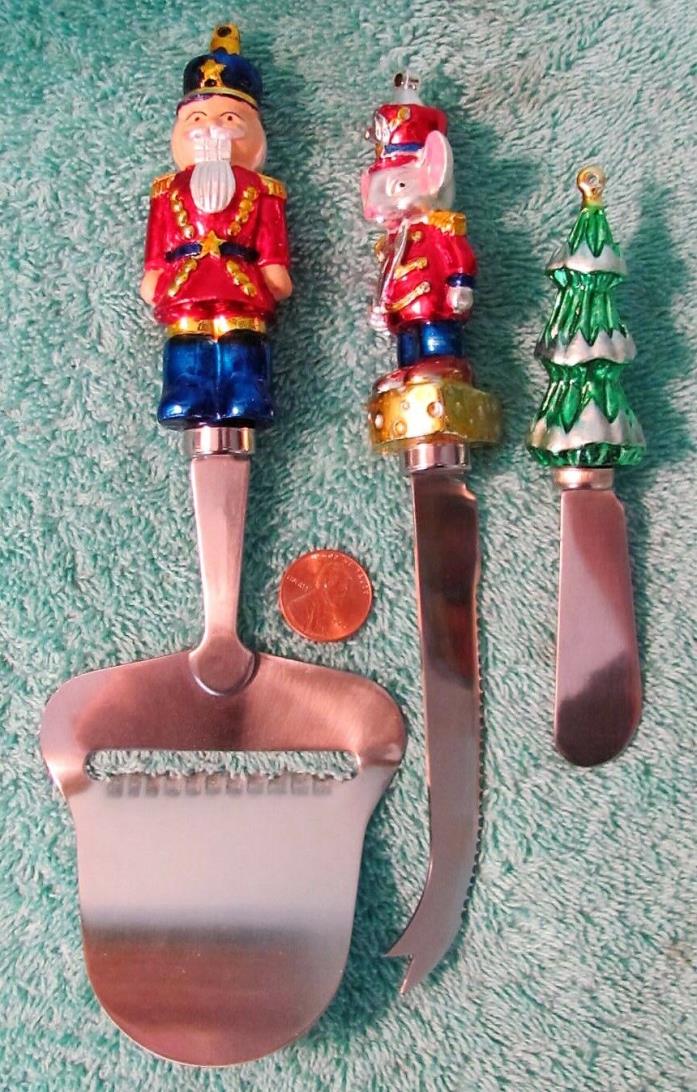 Boston Warehouse Set of 3 Stainless Cheese Tools, Christmas Holiday