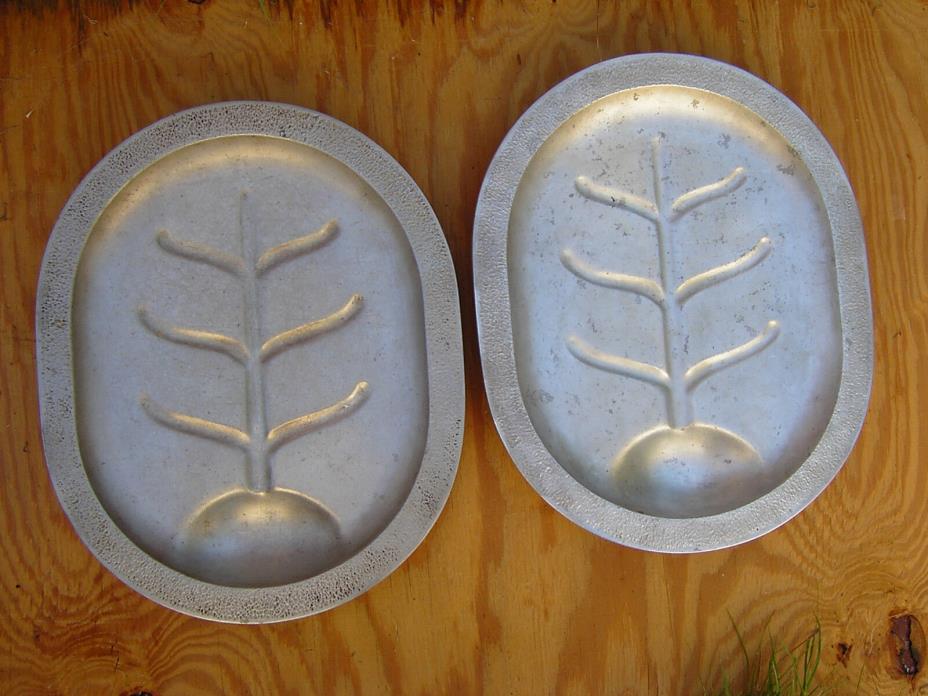 2 Silver Seal heavy aluminum erving platters