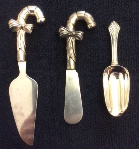 3 Piece Spreader Christmas Candy Canes And Sugar Spoon