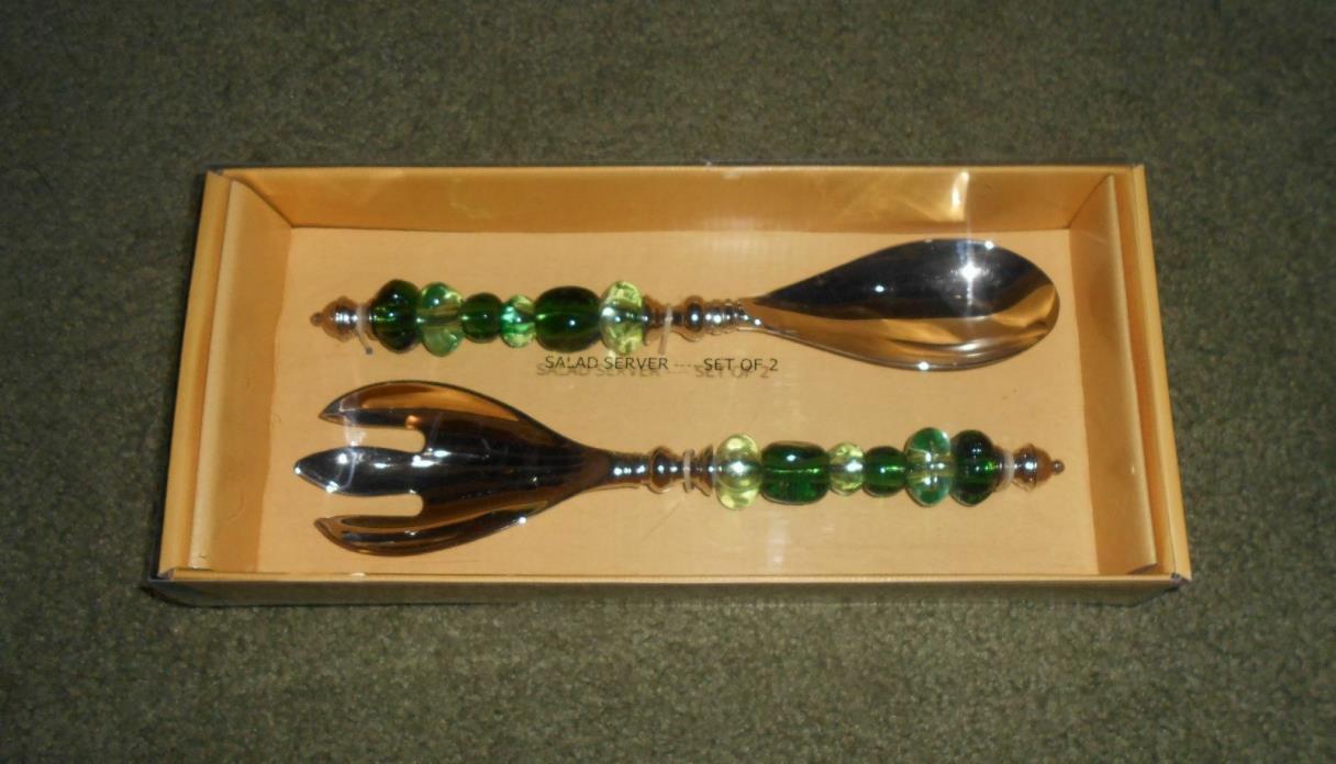 MANGO MOON Collection Two-Piece Server Set Green Accent - Spoon & Fork Set