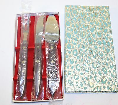 VTG Bridge Party Hostess Gift Stainless steel wood Cheese serving  set MCM