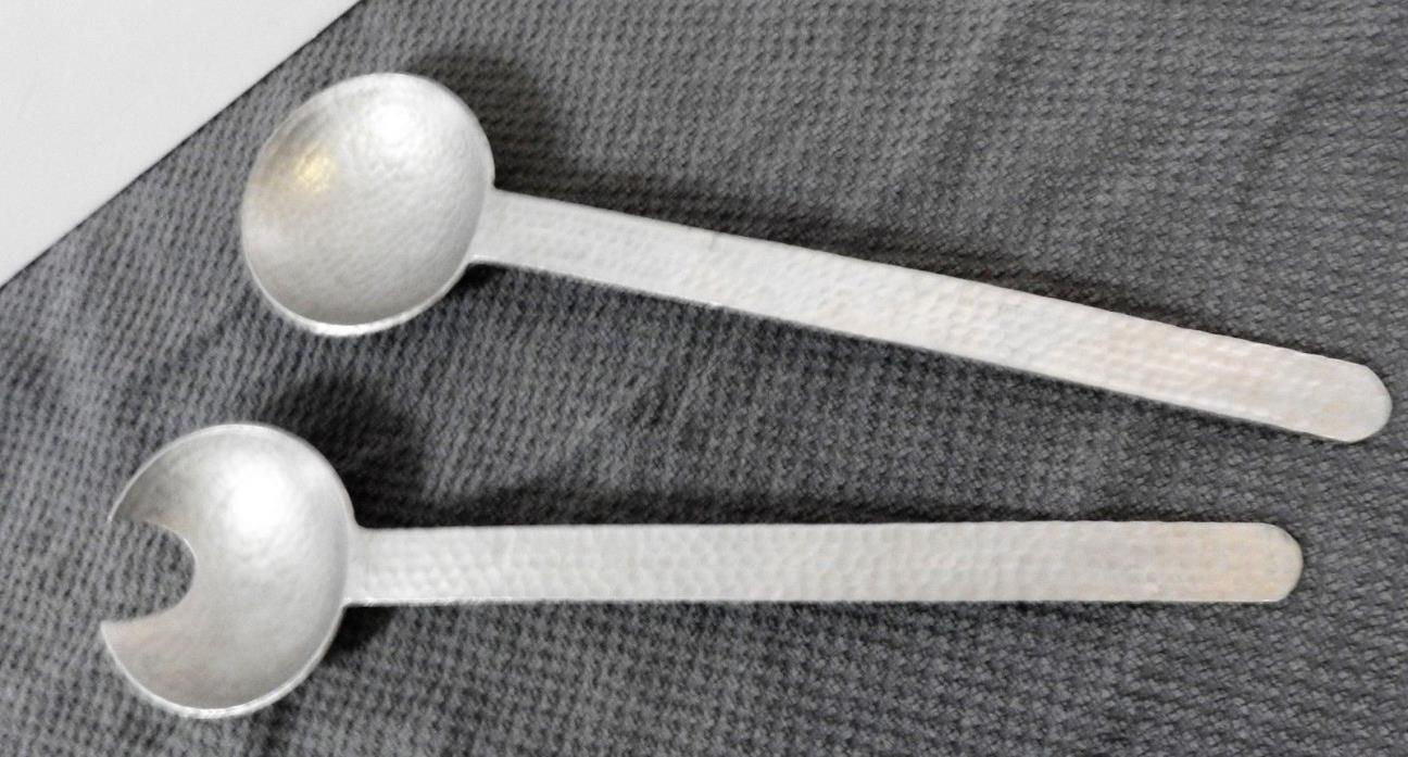 Vintage Salad Servers Hammered  Aluminium 12
