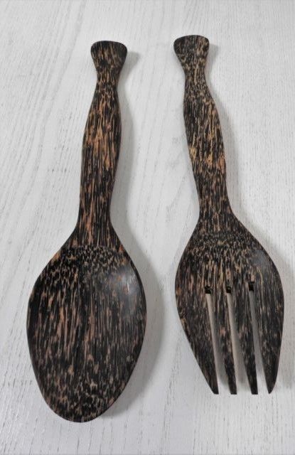 Salad Servers Coconut Palm Wood New