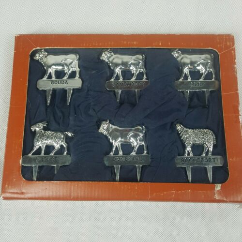 Silea Charles Keath Cow Goat Cheese Silver Plated French Cheese Markers Labels 6